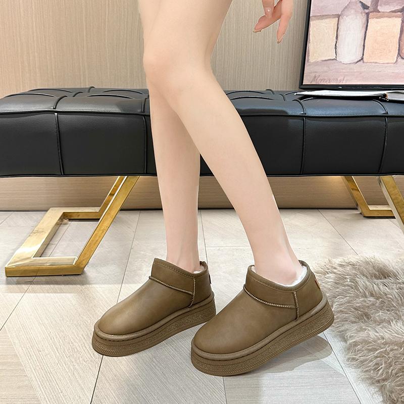 Модні нові теплі плюшеві однотонні жіночі зимові черевики 2024 Гарячий розпродаж, зносостійкі зимові модні повсякденні зручні чоботи на товстій підошві