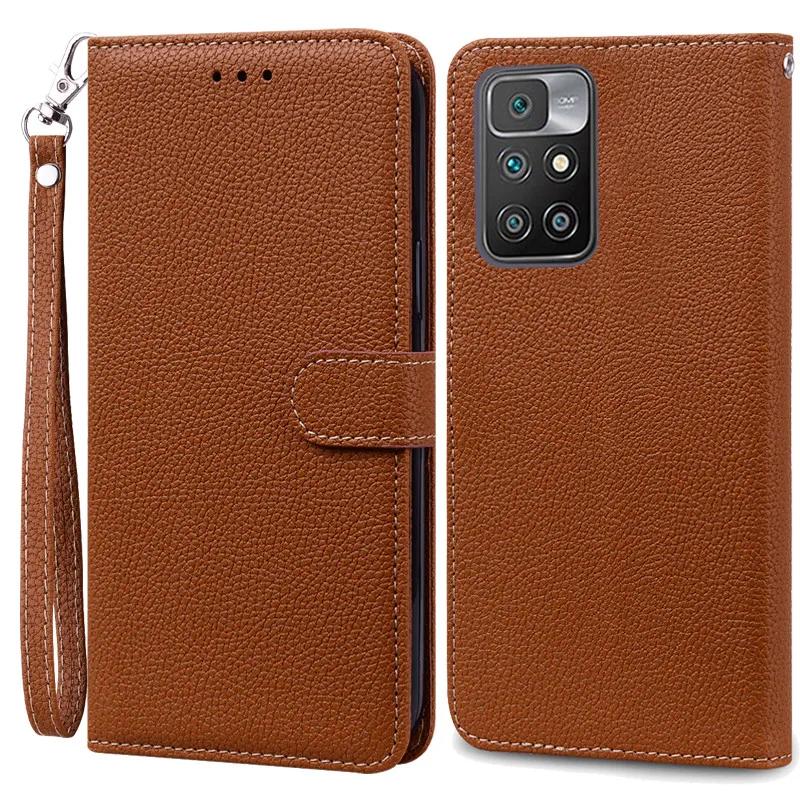 

Чехол для Redmi 10 4G, 16 цветов, для Xiaomi Redmi 10, 2022, кожаный чехол-бумажник с откидной крышкой для Redmi 10 Prime 4G, redmi10 4G, защитный чехол-держатель для слота для карт коричневый