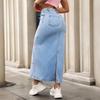 Bow Tie, Fashionable Pearl Women's Clothing, Versatile Denim Skirt, Midi Skirt