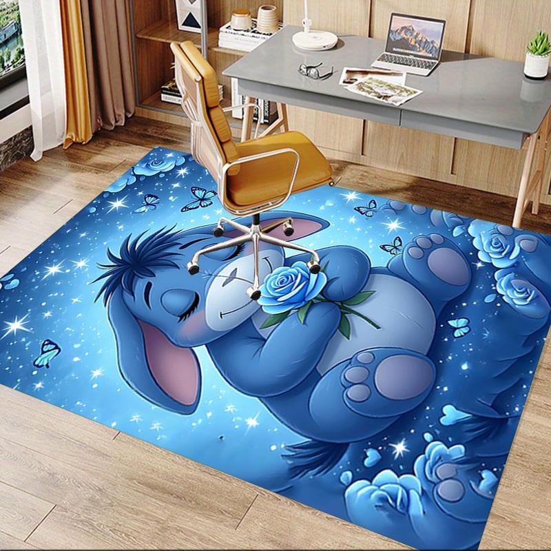 1PC Blue Bunny Butterfly Extra Large Non Slip Floor Carpet, Office, Family, Bedroom, Studio Large Area Rug Indoor Rugs