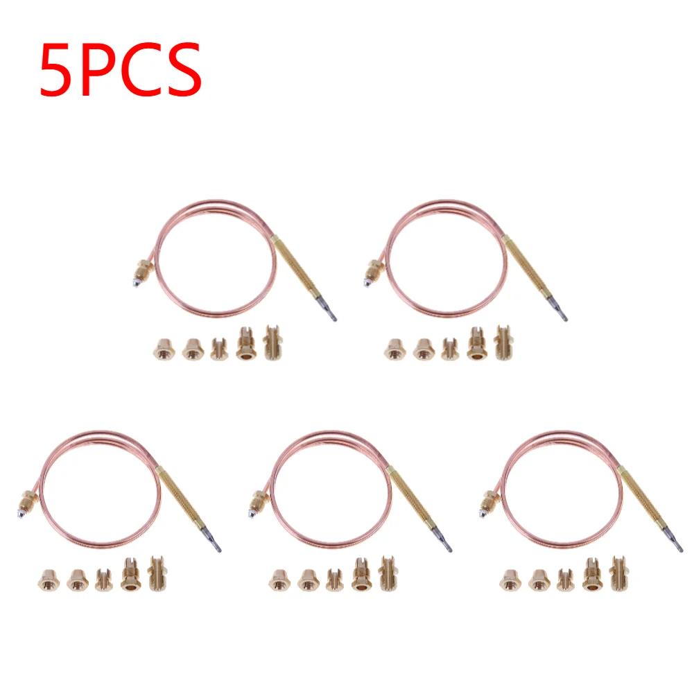1-5Pcs 60/120cm Gas Thermocouple for Hot Water Boiler with 5 Fixed Parts Sensor Thermometer Probe Induction Line Tool Set