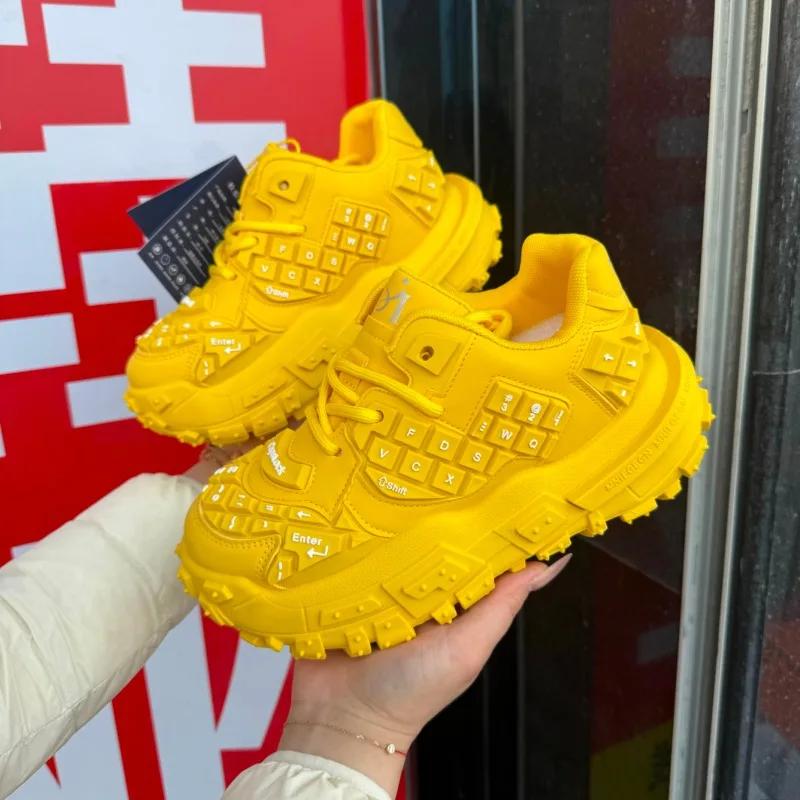 2025 Women's Sports Shoes Keyboard Shape Lace Up Thick Sole Trend Women Shoes Creativity Leisure Personality Zapatillas De Mujer