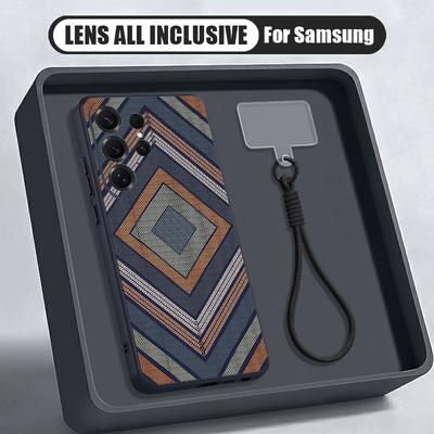 Geometric Cloth Texture Case For Samsung S26 Ultra S25 FE S24 S24 Plus A57 A37 A17 A56 A36 A16 A55 A35 A15 A54 5G Hybrid Magnetic Matte Cover