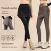 2026 Damen High Waist Bodycon Yoga & Laufen Fitnesshose mit Kordelzug - Fake Zweiteiler Frühling/Herbst Oberbekleidung