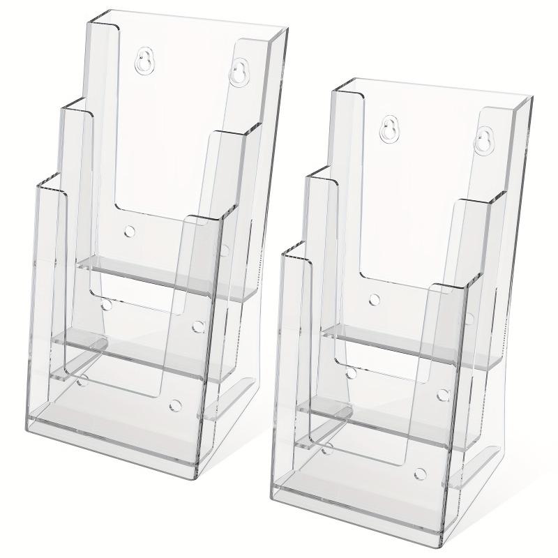 2pcs 3-Tier Acrylic Brochure Holder Transparent Multifunctional Literature Rack Suitable for Home or Office Desktop or Wall Use