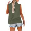 Women's Fashion Color Casual Sleeveless Cardigan Button Loose Cotton Linen Shirt Top