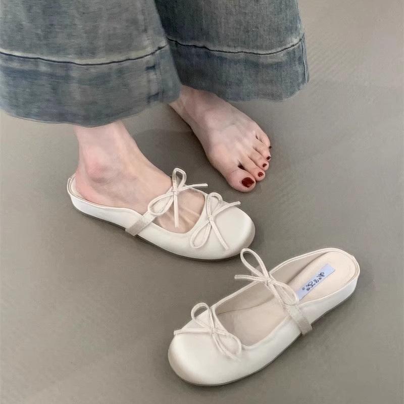 Inside-heeled Flat-toe Sandals with Round Toe - Women's Slip-on Shoes