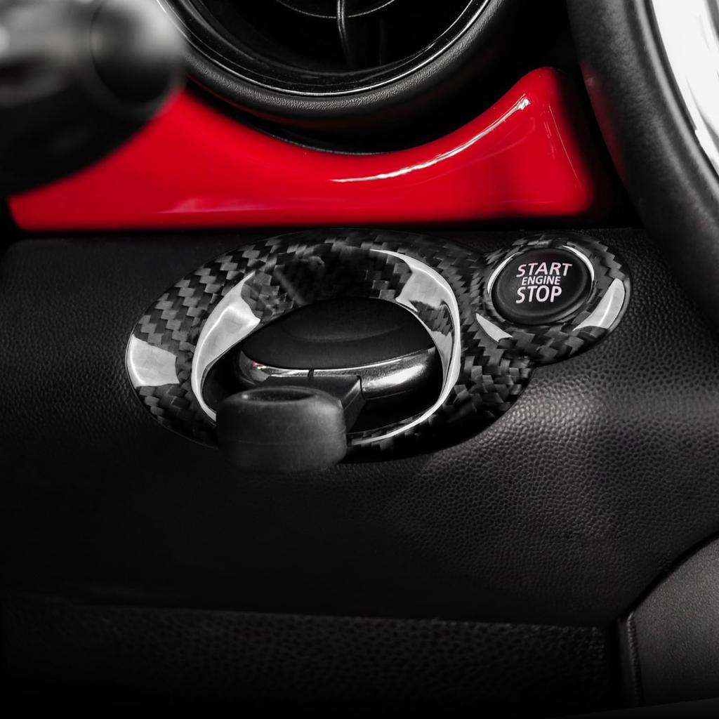 AIRSPEED Carbon Fiber Interior Accessories for MINI 2nd Generation R57 and R60 Customizable Car Key Starter Frame Decorative Panel and Engine Button