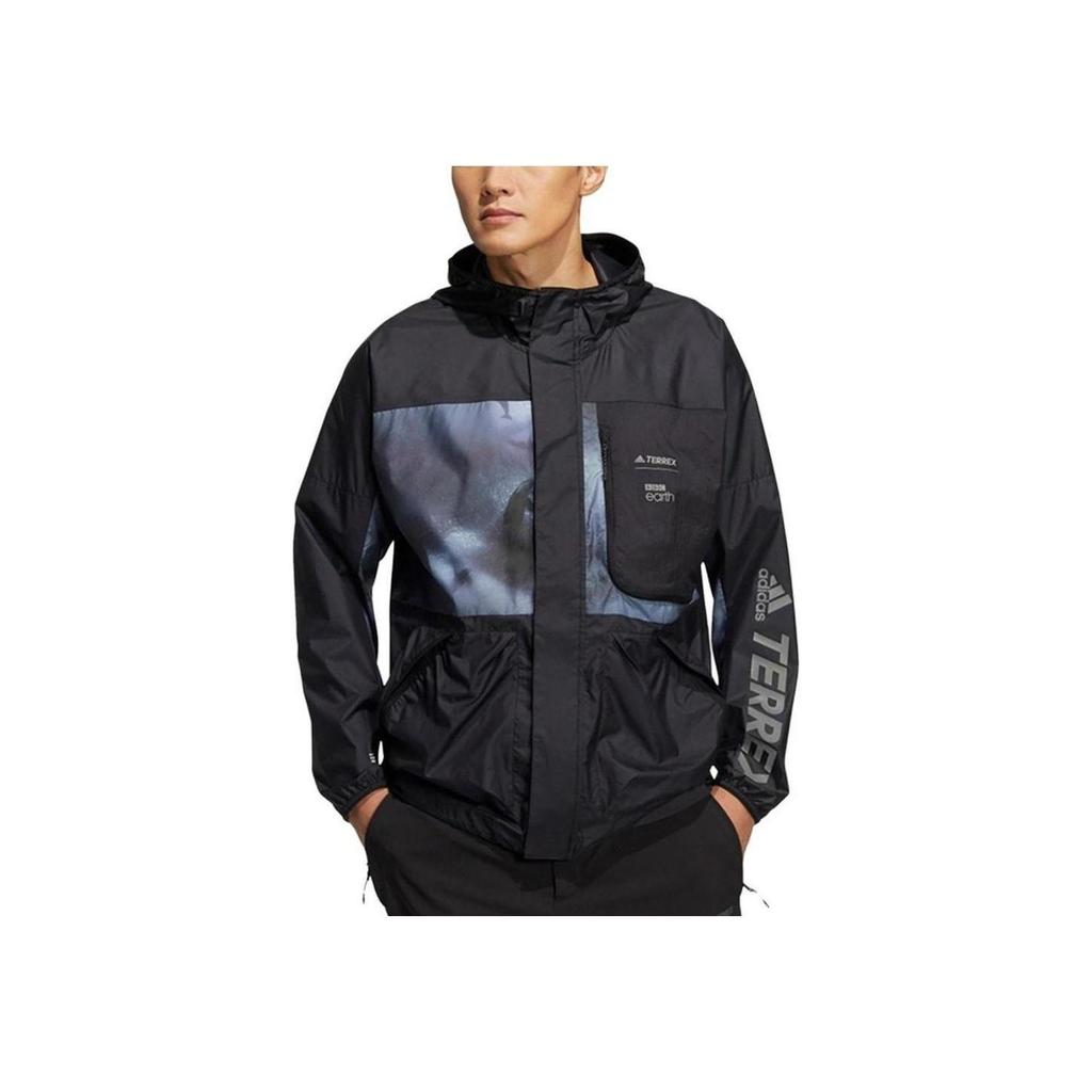 adidas Letter Casual Long Sleeve Jacket Men Jackets Black HE5225