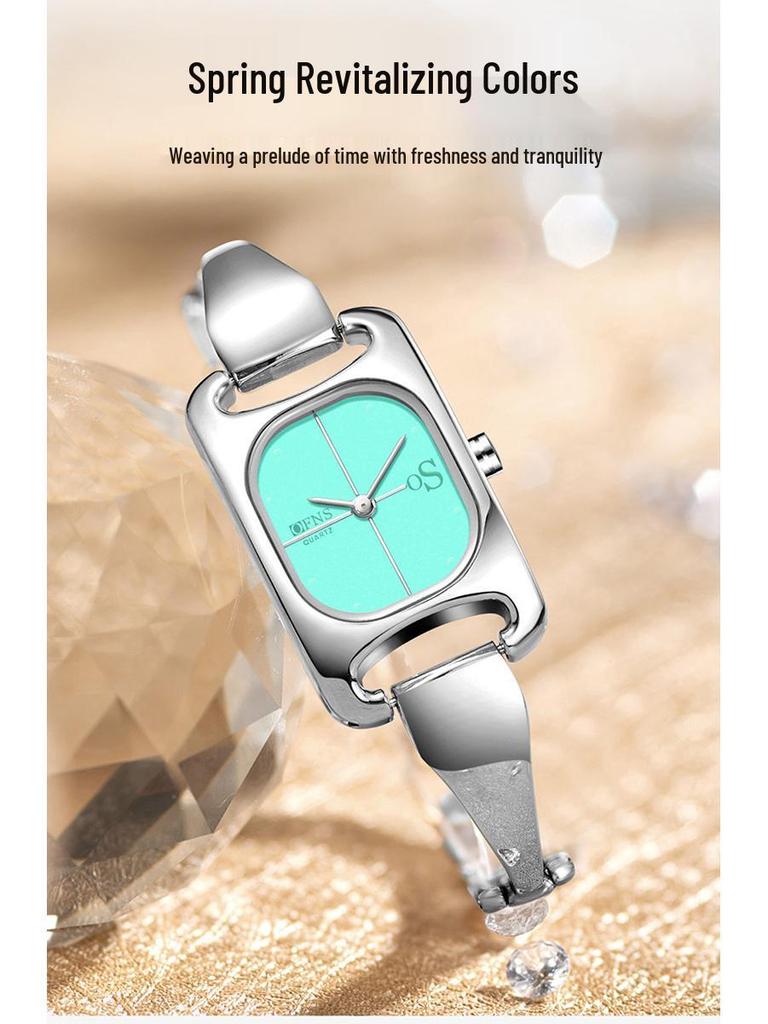 Oufanni Elegant Ladies' Waterproof Square Quartz Wristwatch - Lightweight Luxury Alloy Design.