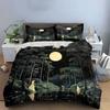 "Moonlit Forest Night Decor" Bedding Set with 1 Duvet Cover 2 Pillowcases Single Double King Queen, Gift