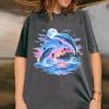 Vintage Delfin T-Shirt Retro 90er Ozean Grafik-T-Shirt Küsten-Meeresleben Strand-T-Shirt Damen Herren Vintage Gewaschen Kurzarm-T-Shirts