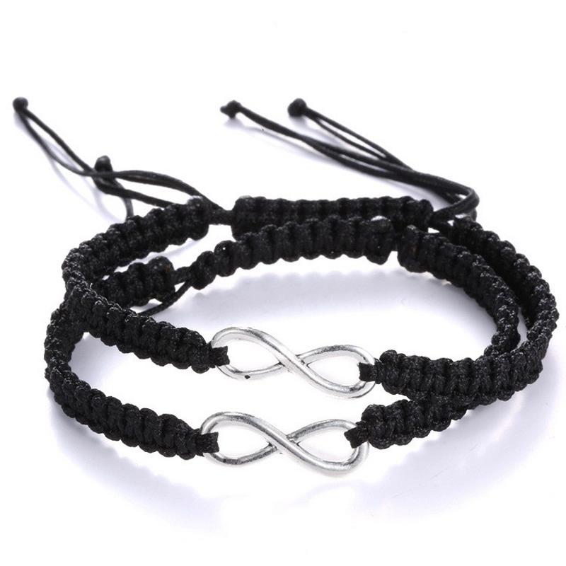 2 Pcs New Retro Infinity Handmade Bracelet Set Friendship Bracelet Set Men Couples Bracelets & Bangles Set Infinity Jewelry