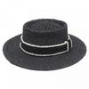(Einheitsgröße, Schwarz) Damenstrohhut, Vintage-Sonnenhut mit breiter Krempe, Leichte Sommer-Strandkappe für Freizeit und Alltag