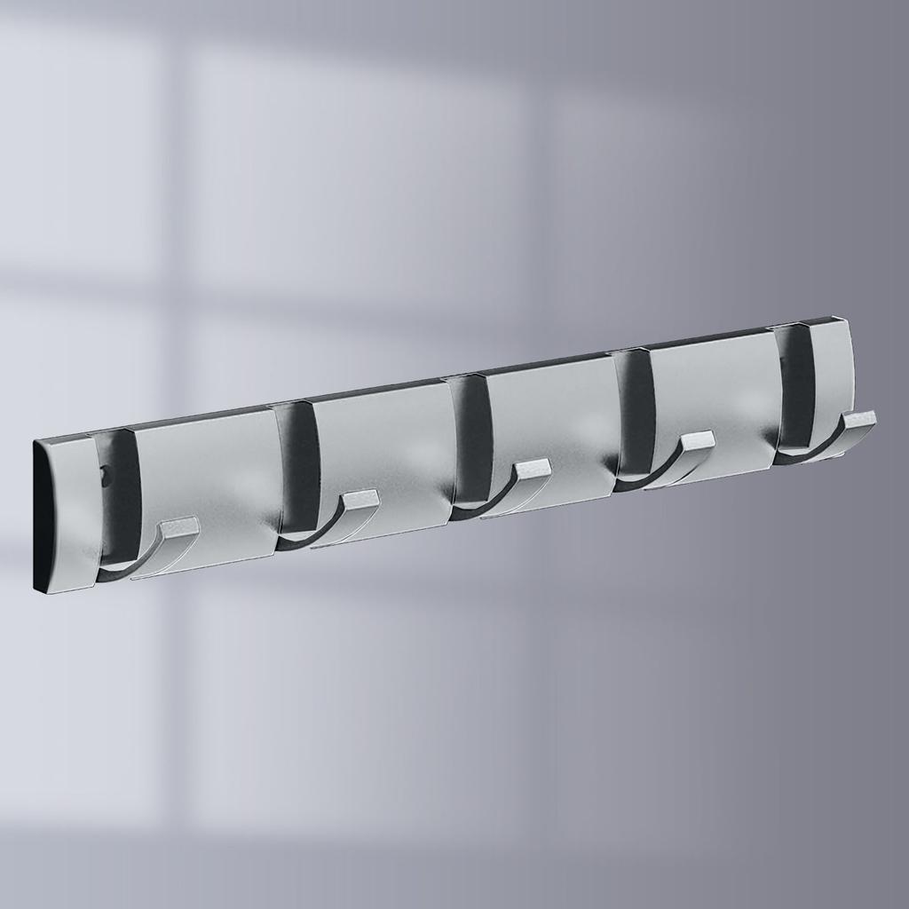 Thickened Invisible Hook 5 Hook Wall Mounted Coat Rack Folding Hideaway Coat Hooks Door Rear Key