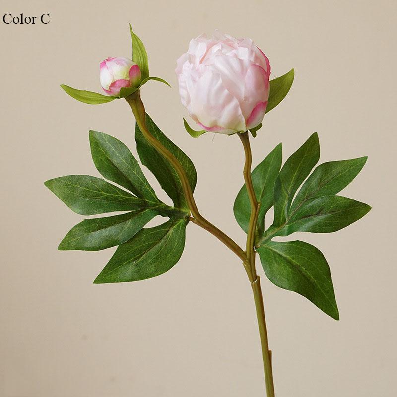 High Quality Simulation 2 Heads Bud Core Peony Silk Home Living Room Dining Table Wedding Decoration Fake Artificial Flower