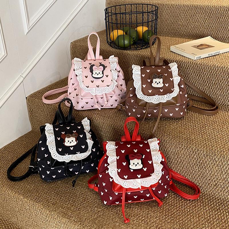 Mickey Mouse Kids Mini Backpack Pu Cartoon Pattern School Bag For Girls