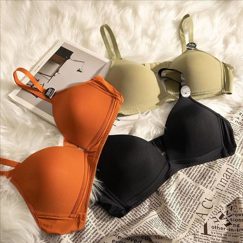 Simple Triangular Cup Deep V Seamless Bra Ladies' Small Breasts Gathered Together Smooth Surface Without Steel Ring Lightweight Bra