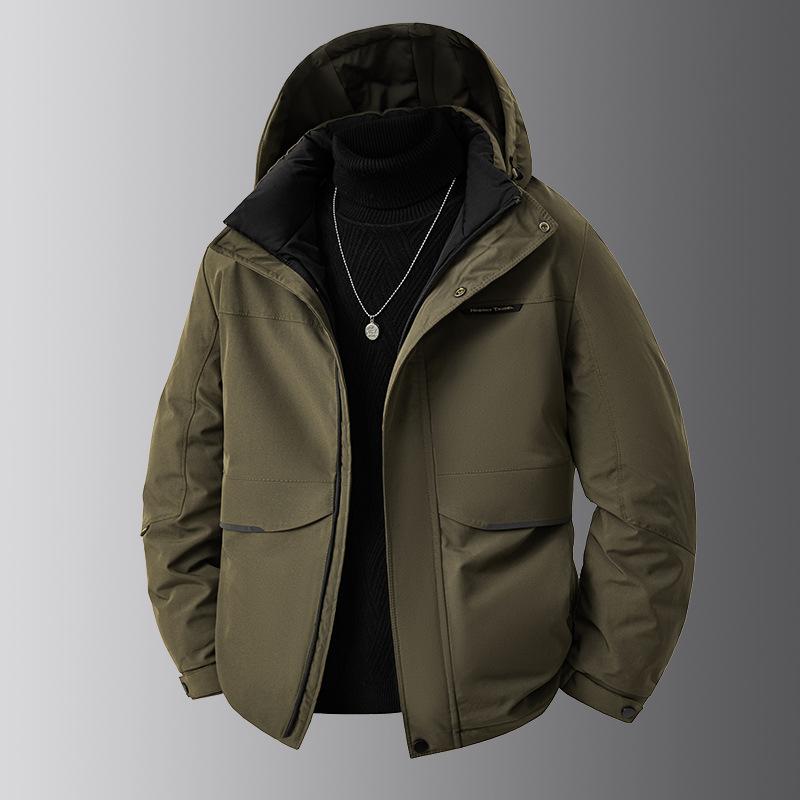 Winter New Cotton Coat Men's Plus Size Sports and Leisure Hooded Plus Cotton Jacket Fat Men's Tooling Cotton Coat