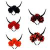 Halloween Floral Antelope Horn Headband Resin Costume Accessory Creative Headdress Props For Parties Role Play