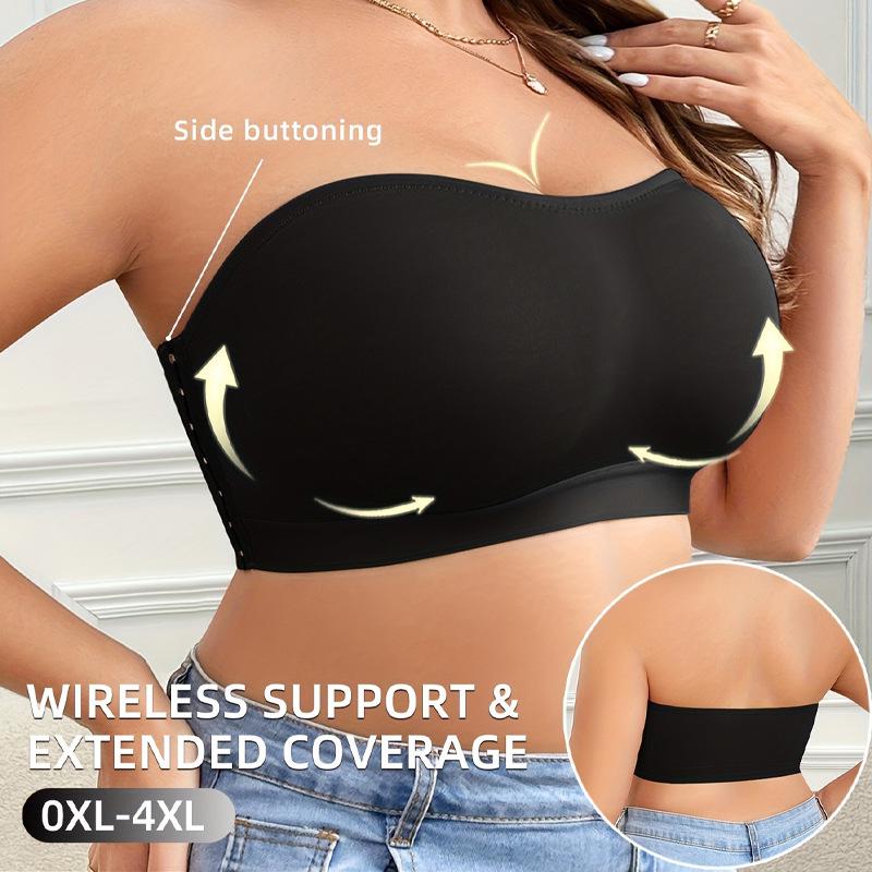 Strapless Push-Up Seamless Bandeau Bra, Anti-Slip, Wire-Free, Plus Size, Back Smoothing Lingerie