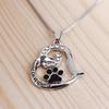 Letters Rhinestone Hollow Heart Dog Paw Pendant Necklace Women Party Jewelry