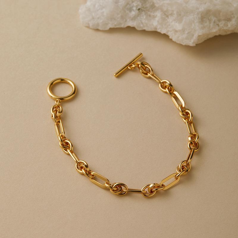 Copper Plated 18k Gold Twist Chain Bracelet Fashion Minimalist Jewelry