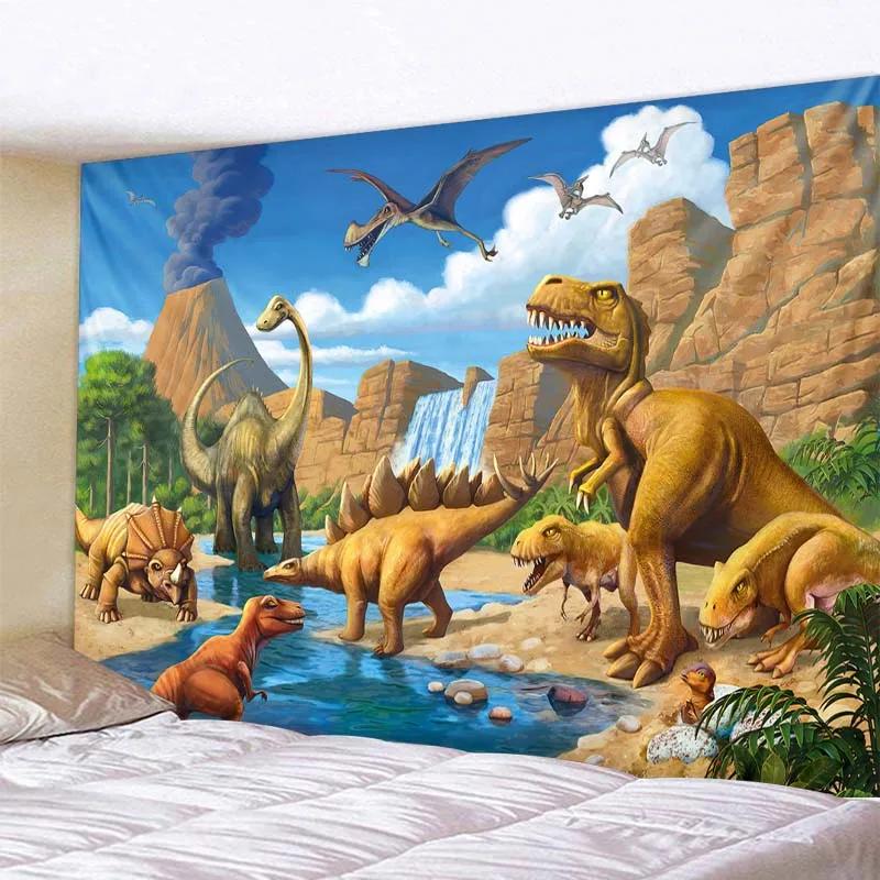 Forest Animals Dinosaur Tiger Wall Hanging Tapestry Art Deco Blanket Curtain  at Home Bedroom Living Room Decor