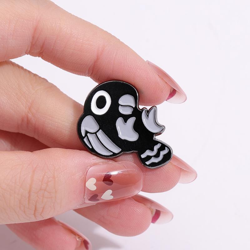 Black Crow Enamel Pins Custom Cute Animals Twitter Brooches Lapel Badges Animal Jewelry Gift for Kids Friends