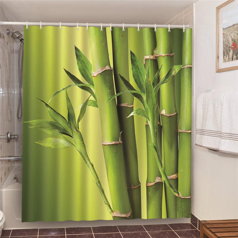 Misty Forest Nordic Style Shower Curtains Set With Hooks Waterproof Green Natural Landscape Home Decoration Bathroom Curtain New