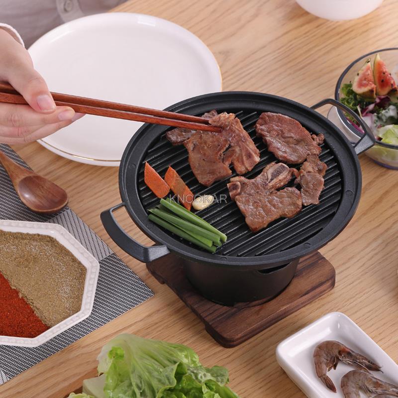 Portable Korean Home Barbecue Grill Non-stick Coating Smokeless BBQ Outdoor Patio Camping Cooker BBQ Party Cooking Tools