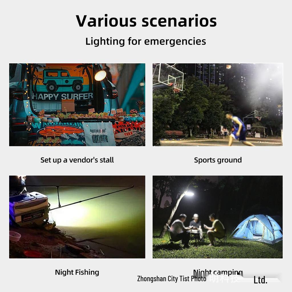 Super Bright Solar Camping Lantern - Emergency Light, Dimmable, Rechargeable, and Portable for Outdoor Use