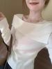 Sweet Temperament Off-Shoulder Knit Top - Women's 2025 Autumn/Winter Korean Style Slimming Base Shirt