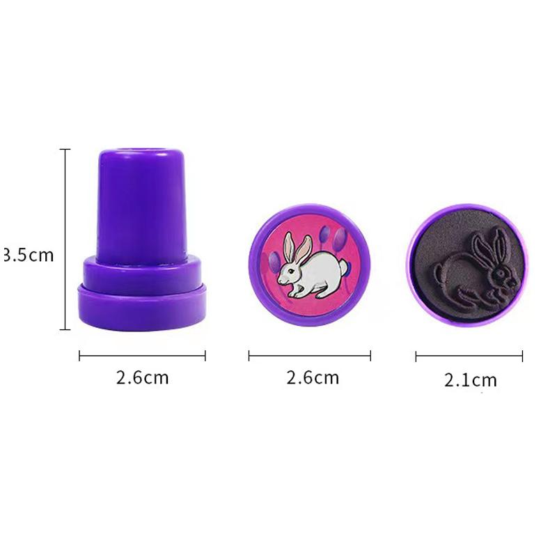 5 Pcs MINI Assorted Kids Toy Stamp Princess Animal Alphanumeric Smiley Face Award Stamp DIY Clip Painting Photo Album Decoration