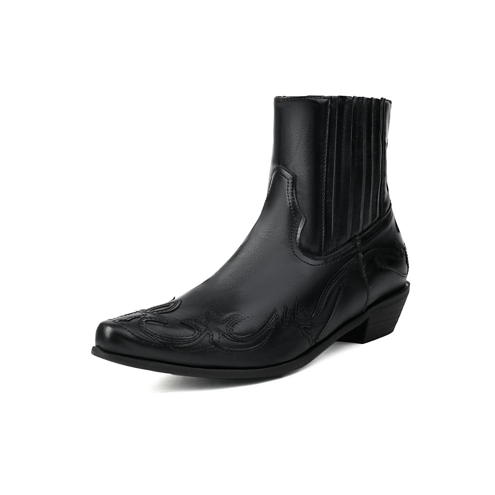 

Вышитые ковбойские ботинки Вестерн Короткие эластичные ботинки Женские Ретро Коричневые Черные Удобные Массивные Каблуки 3,5 см Обувь 2024 Осень Зима 35