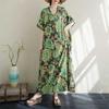 Thin Cotton and Linen Loose Artistic Beach Skirt Retro Long Robe