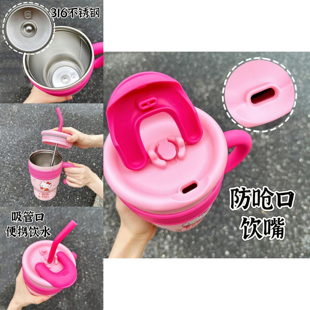 Cute Hello Kitty Stainless Steel Straw Cup For Girls Cartoon Design Portable And High-quality
