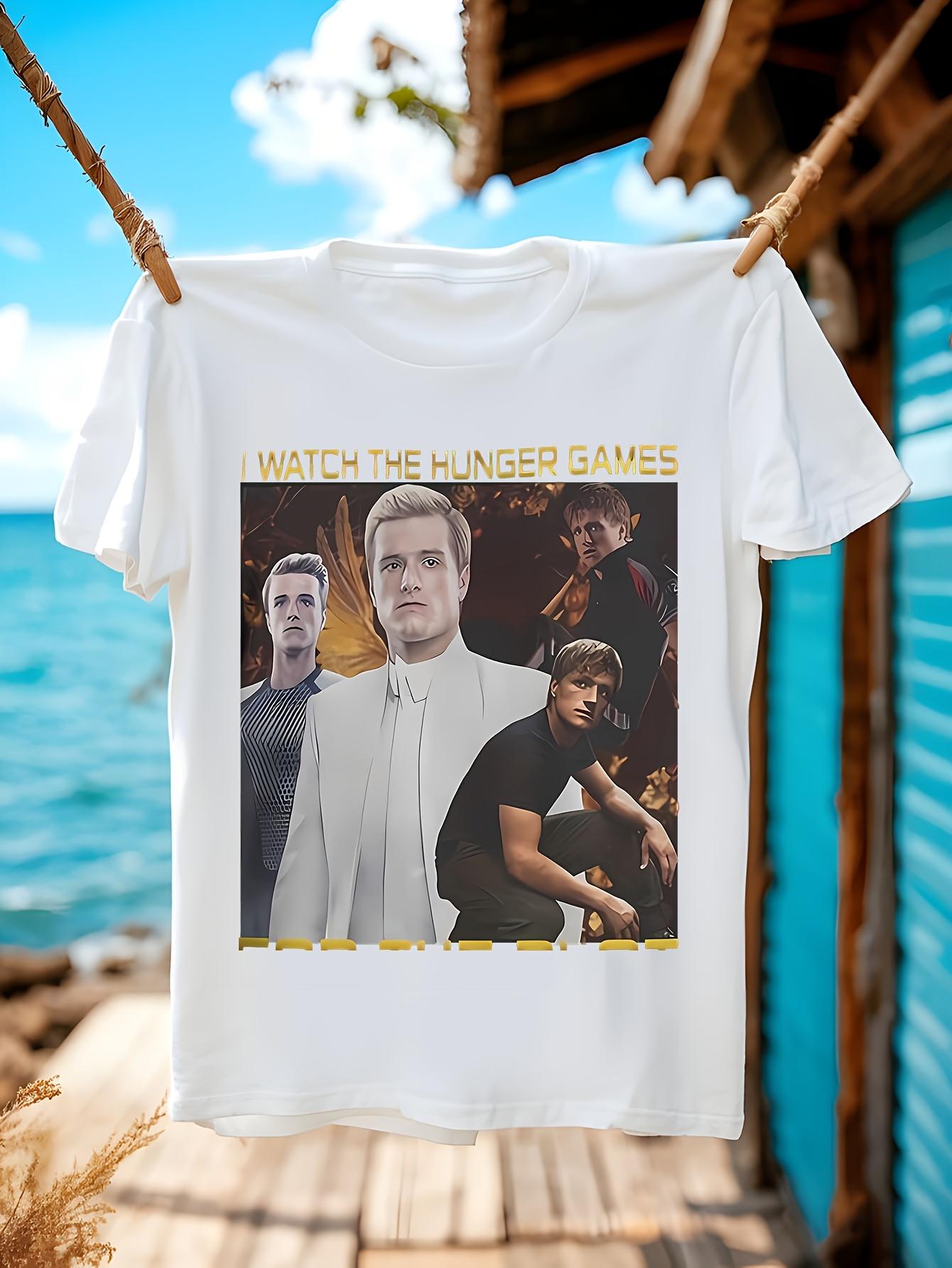 Hunger Games Graphic Tee - Crew Neck T-shirt with Peeta Mellark Design S