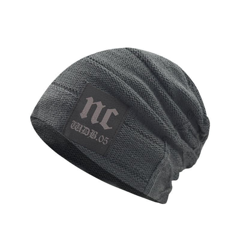 Casual Unisex Knitted Cap With Satin Weave And Patch Elements For Seasons Cold