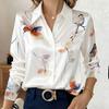 An Elegant and Fashionable Summer Blouse with Satin Fabric, Long Sleeves and Buttoned Design, Suitable for Daily Business Trips and Work