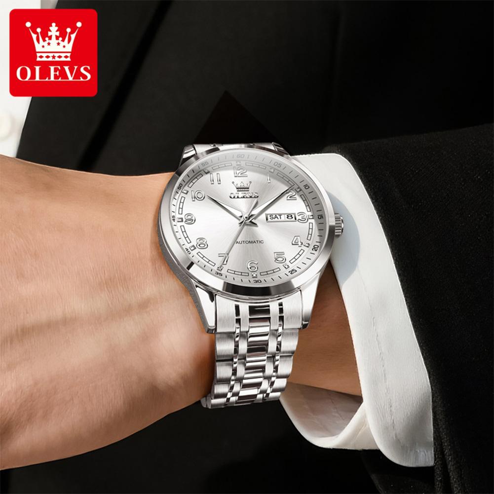 OLEVS Marke Uhr Herren Vollautomatisch Mechanische Uhr Kalender Woche Wasserdicht 7077