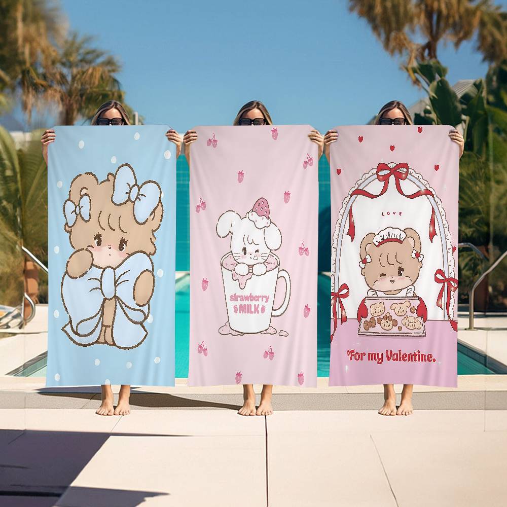 Cute M-Mikko I-Illustrations Anime Beach Towel Colorful Bath Towels For Girl Microfiber Quick Dry Sand Free Beach Yoga