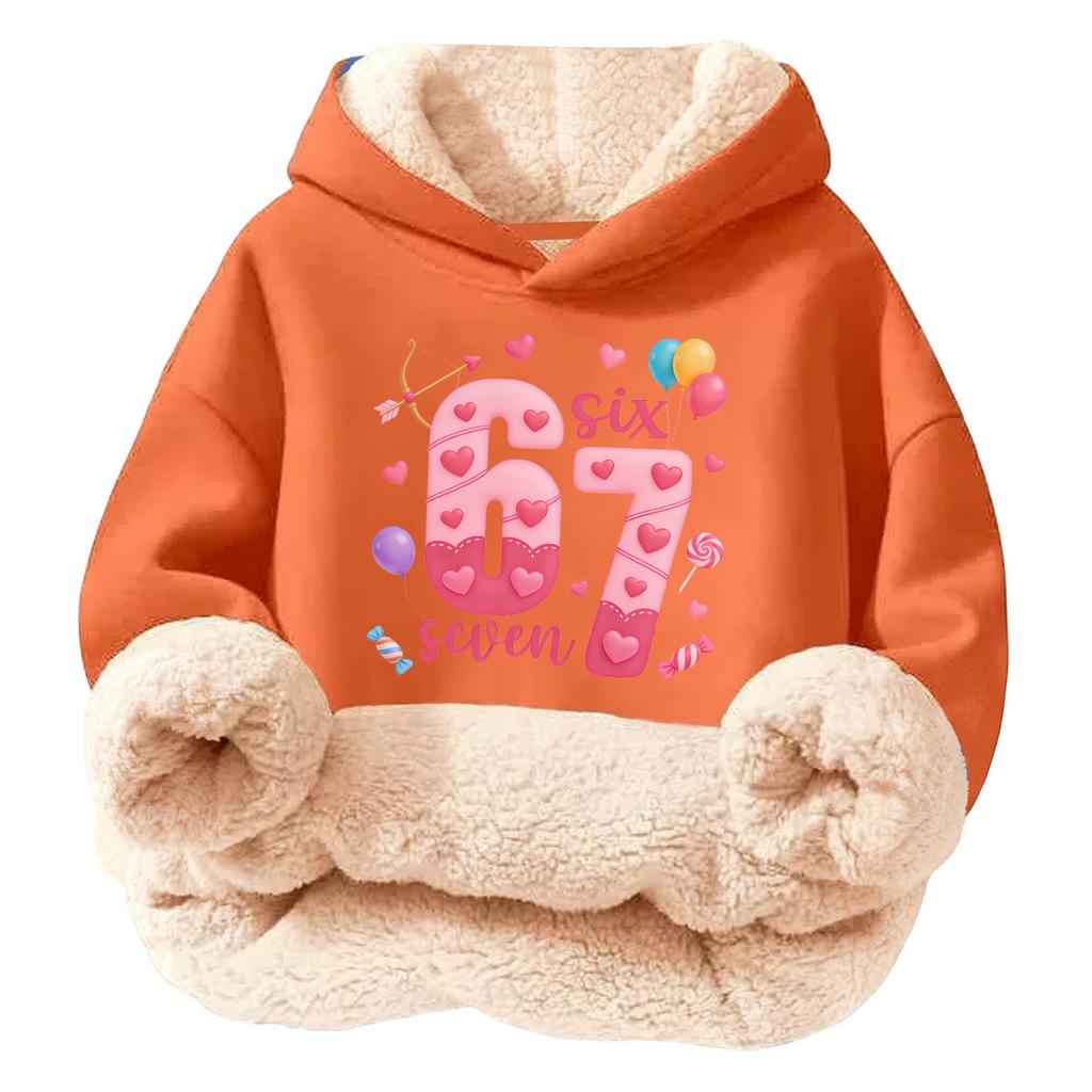 Çocuklar İçin Modaya Uygun Baskılı Günlük Polar Kapüşonlu Bol Kesim Cepli Olmayan Hoodie