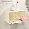 Modern Bathroom Tissue Storage Box Waterproof Adhesive Wall Mount Holds Paper Rolls Washcloths