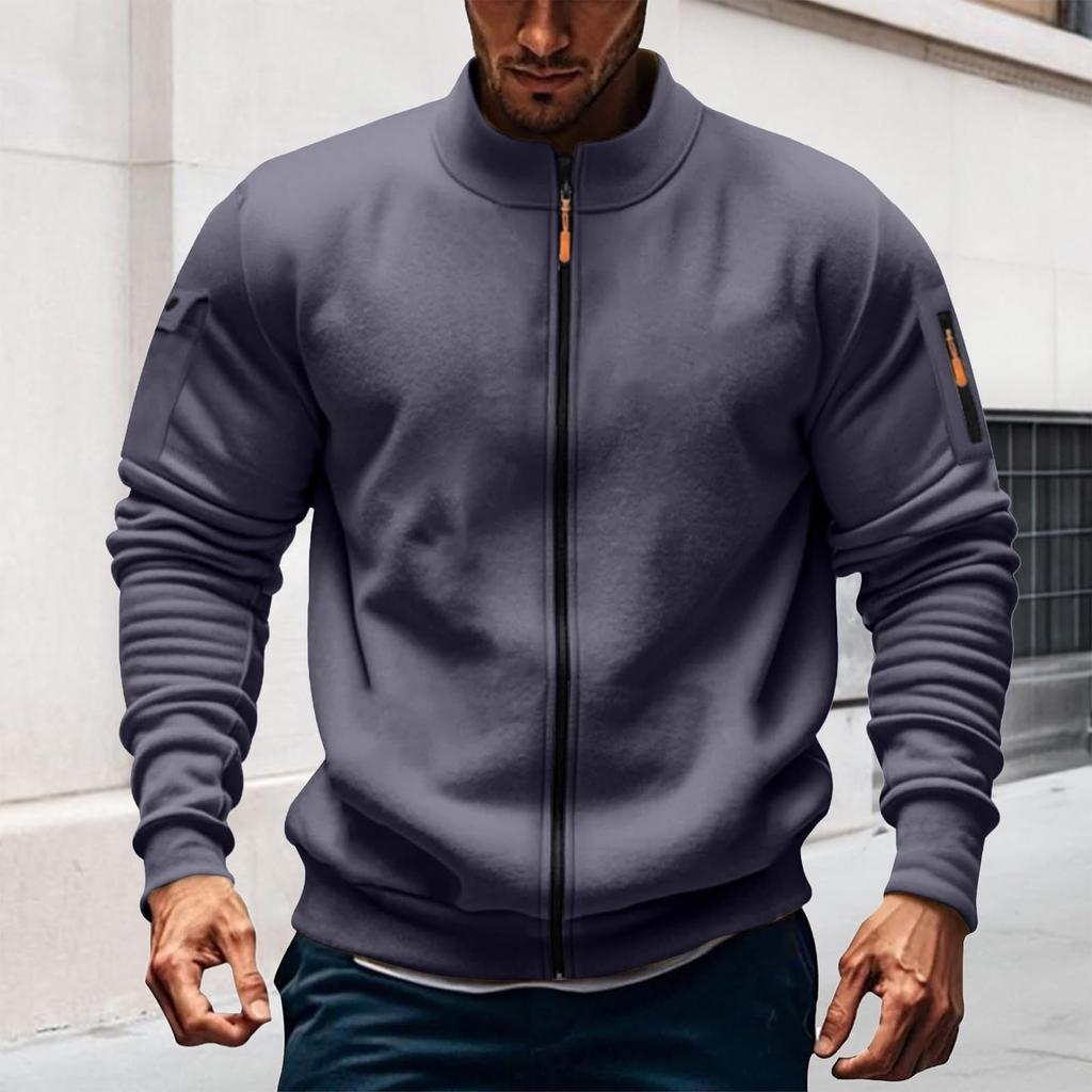 Mens Full Zip Sweatshirts And Tall Casual Stand Collar  Workout Jackets Outdoor Lightweight Athletic Coat
