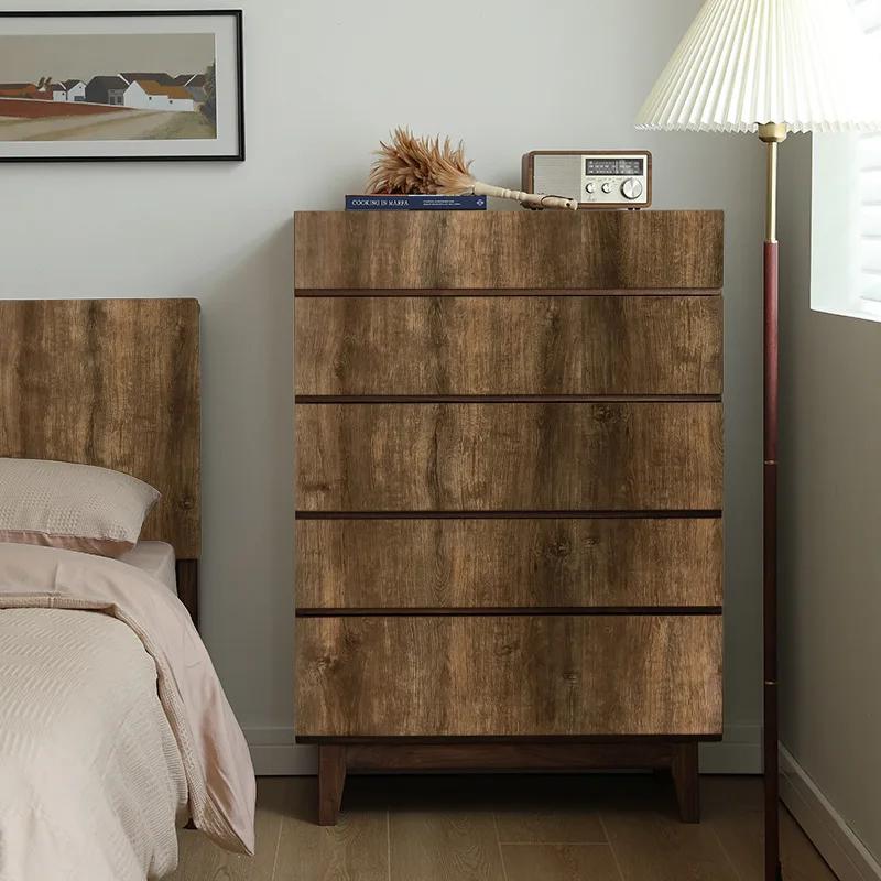 Dark Brown Self-adhesive Wallpaper Imitation Wood Grain Living Room Dining Room Background Wall Sticker PVC Wallpaper