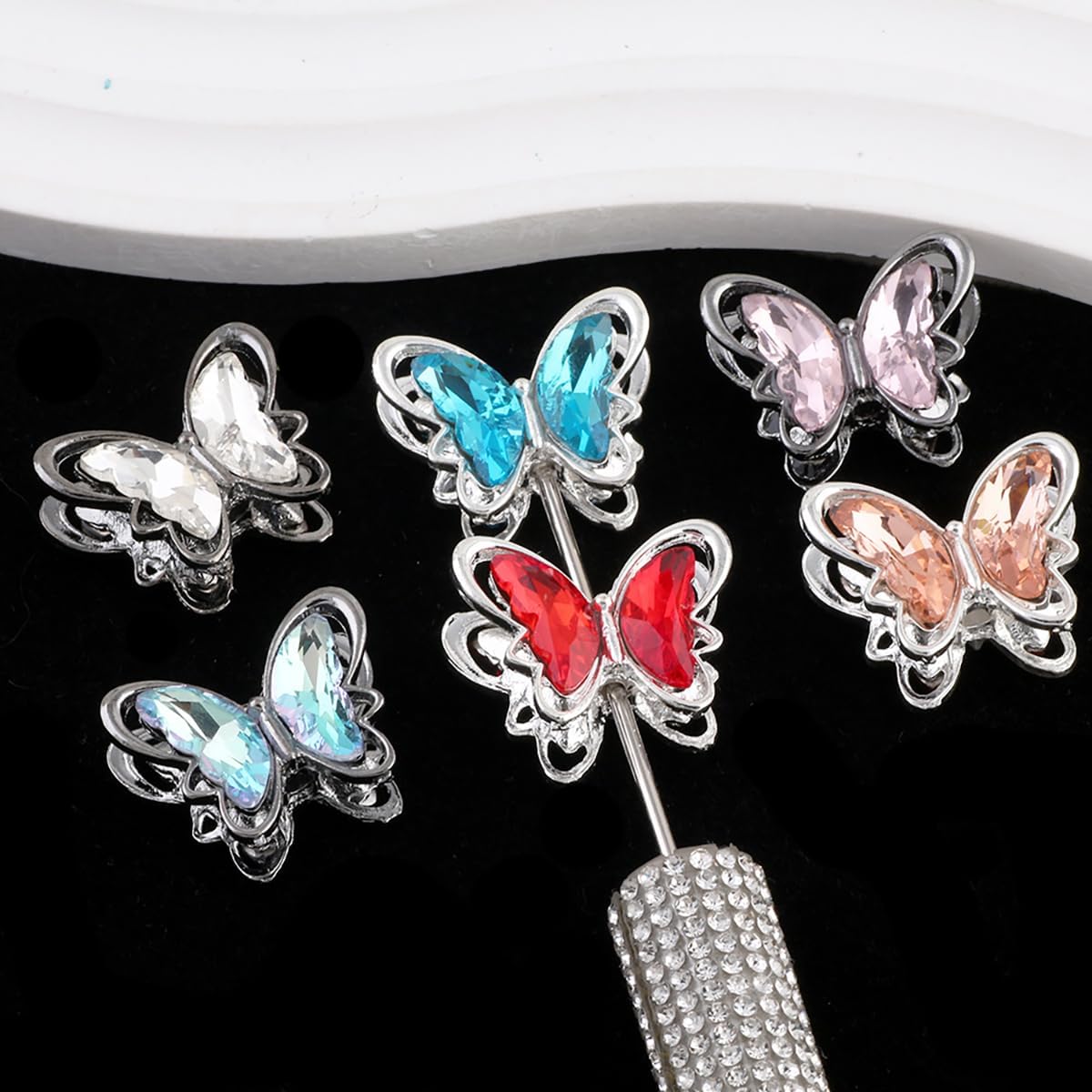 Decoendiy 6 шт. Хрустальные центральные бусины для ручек, Изящные блестящие алмазные бусины, Хрустальные бусины из полимерной глины, Крупные хрустальные бусины, Бусины с прямым отверстием для