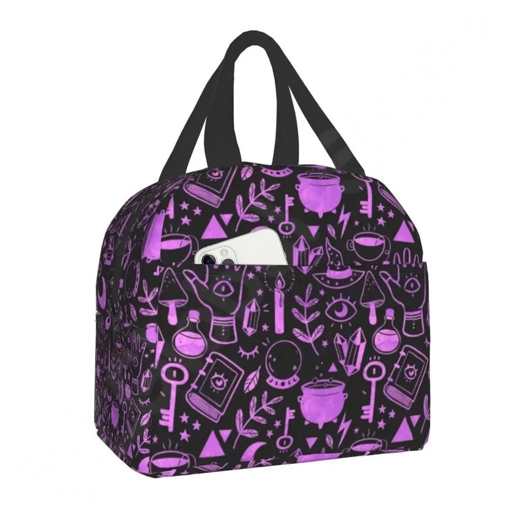 Pattern Insulated Lunch Bag for School Office Halloween Cat Skull Leakproof Cooler Thermal Bento Box Women Children