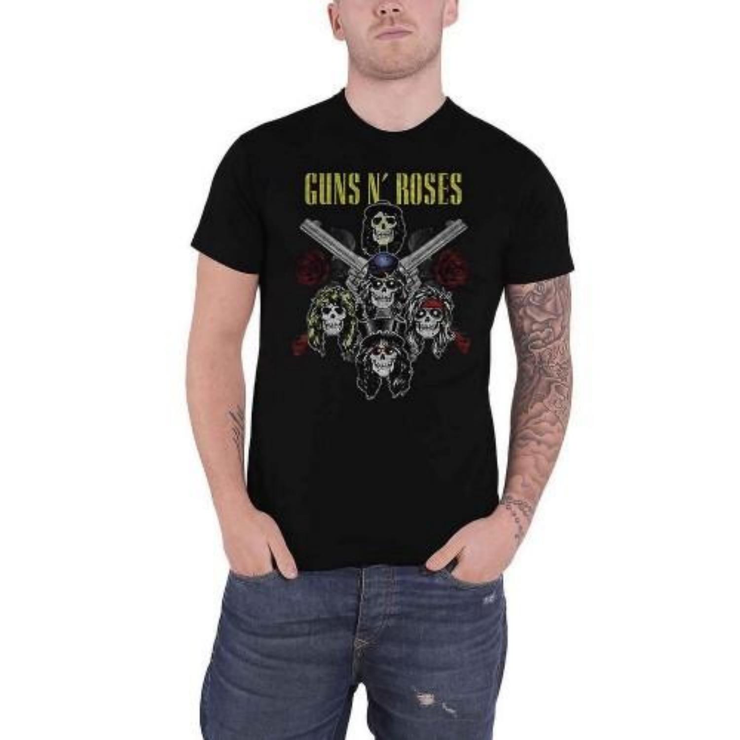 Guns N Roses Unisex Adult Pistols Roses Cotton T-Shirt XXXXL