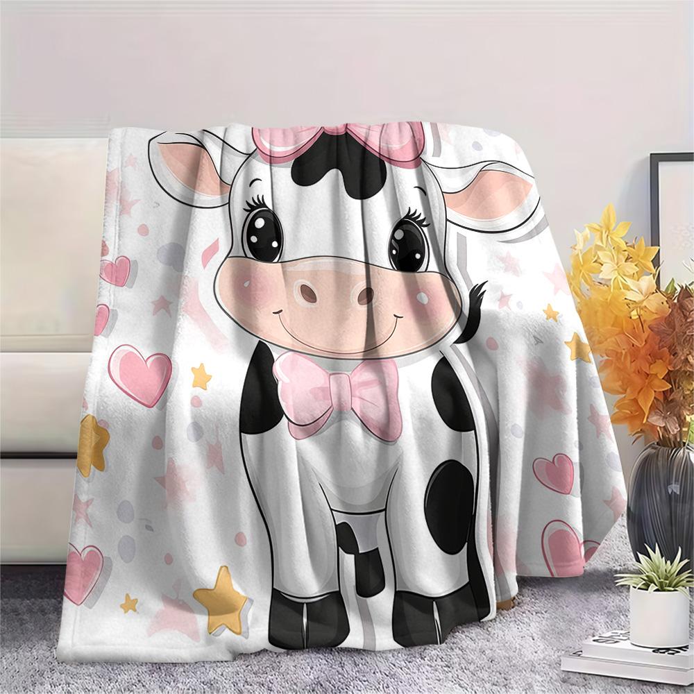 

Cow Print Flannel Blanket, High quality Comfortable for All Seasons, Home Decor, Warmth and Comfort, Perfect for Christmas Gifts 80cm x 120cm